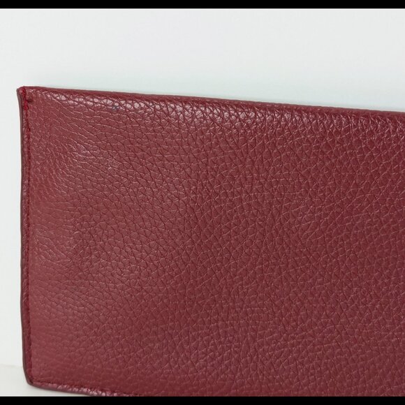 Stylish BCBG PARIS Red Pebbled Leather Wristlet, with Studs, Zipper & Buckles - Picture 3 of 3